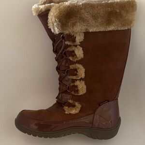 Sporto Brown Faux-Fur Lace-Up Winter Boot